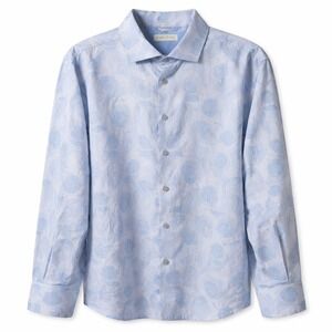 VERCINI 100% Cotton All-Over Rose Print Button-Up Shirt Sz 4XL Blue Floral EUC!